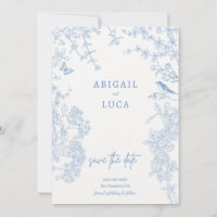 Blue Chinoiserie Toile de Jouy Casamento Salvament