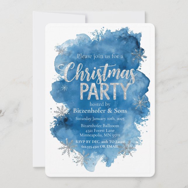 Convite Blue Christmas Party (Frente)