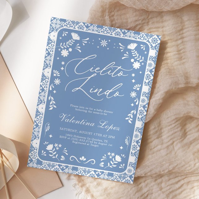 Convite Blue Cielito Lindo Talavera Baby Shower (Criador carregado)