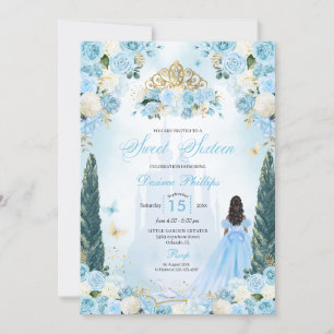 Convite Blue Cinderella Fairytale Princess Sweet