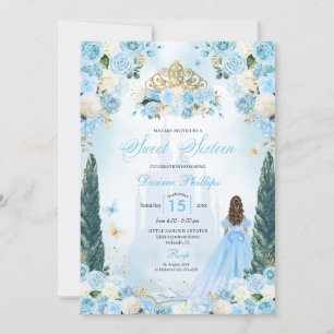 Convite Blue Cinderella Fairytale Princess Sweet