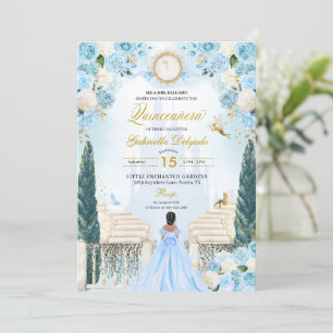 Convite Blue Cinderella Princess Fairy Quinceanera