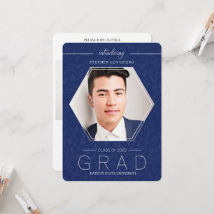 Convite Blue Class of 2025 Graduation Photo Invitation