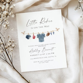 Convite Blue Clothesline Little Rookie Football Baby