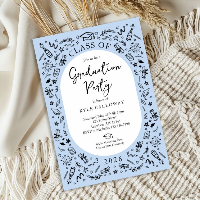 Convite Blue College Graduation Invitation (Criador carregado)