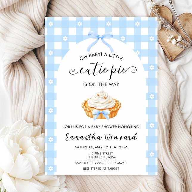 Convite Blue Coquette Cutie Pie Baby Shower (Criador carregado)