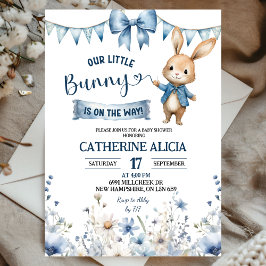 Convite Blue Coquette Little Bunny Baby Shower