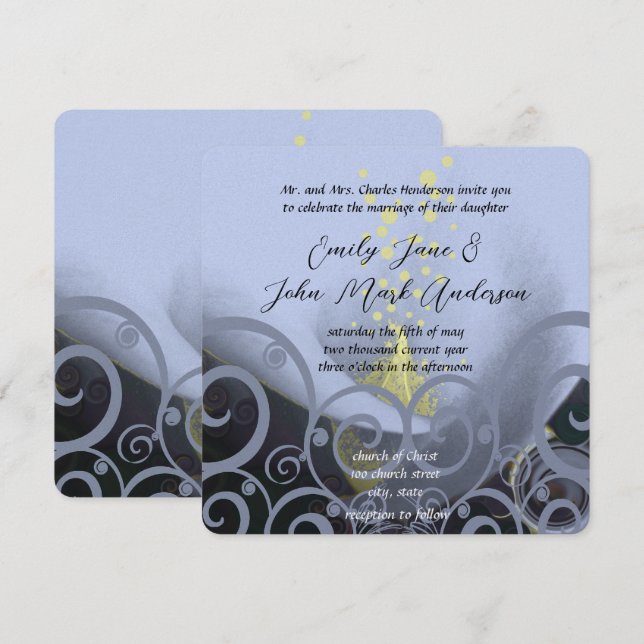 Convite Blue Coral Calla Lily Floral Invitation (Frente/Verso)