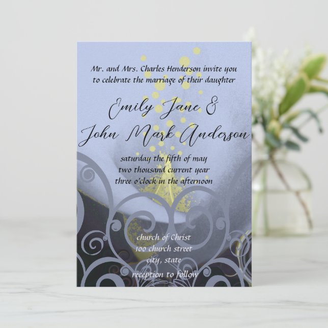 Convite Blue Coral Calla Lily Floral Invitation (Em pé/Frente)