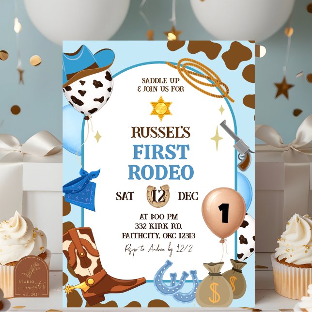 Convite Blue Cowboy Birthday Invitation (Criador carregado)