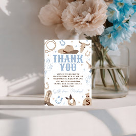 Convite Blue Cowboy Western Thank You Card