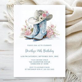 Convite Blue Cowgirl Boots and Hat Birthday Party
