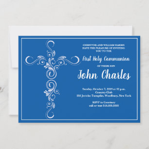 Convite Blue Cross Boy First Holy Communion