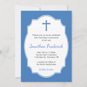 Convite Blue Cross Boy First Holy Communion