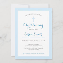 Convite Blue Cross Christening ou Baptism