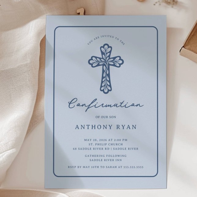 Convite Blue Cross Confirmation Invitation (Criador carregado)