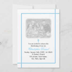 Convite Blue Cross Photo Christening
