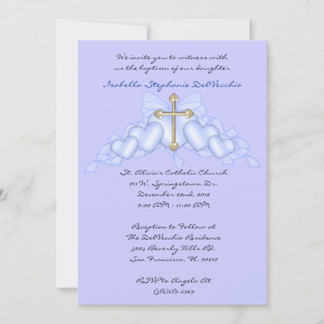 Convite Blue CUTE Communion/Baptism Invite (Frente)