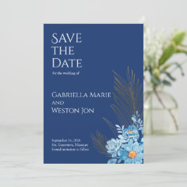 Convite Blue Daisy Flowers Casamento Salva Data