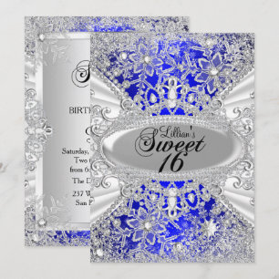 Convite Blue Diamond Snowflake Winter Wonderland Doce 16
