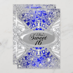 Convite Blue Diamond Snowflake Winter Wonderland Sweet 16