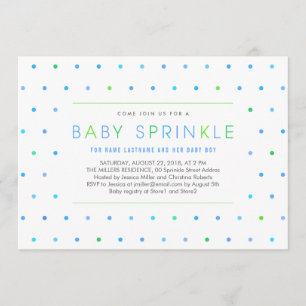 Convite Blue Dots Boy Modern Clean Baby Sprinkle Invite