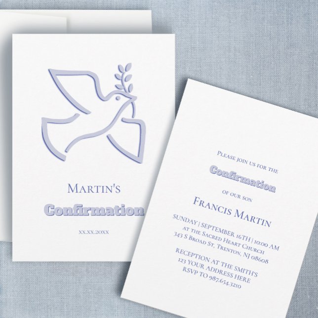 Convite blue dove Confirmation  (Criador carregado)