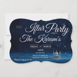 Convite Blue Elegant Mosque Ramadan Iftar Party 