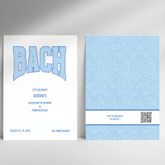 Convite Blue Faux Glitter BACH Bachelorette Party 