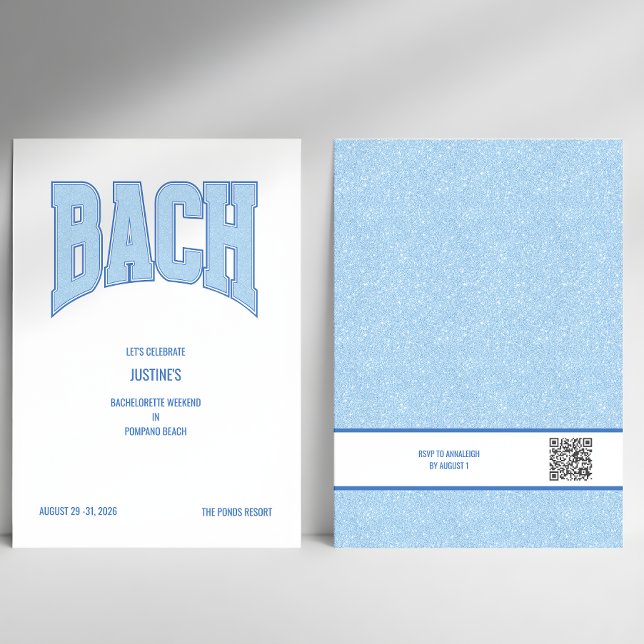 Convite Blue Faux Glitter BACH Bachelorette Party  (Criador carregado)