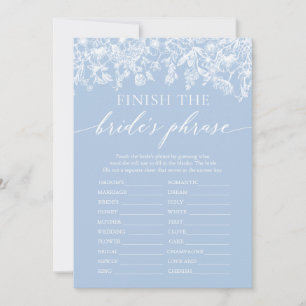 Convite Blue Finish the Bride Phrase Chá de panela Game