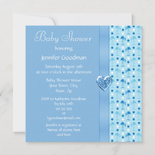 Convite Blue Flamingo Boy Baby Shower Invites
