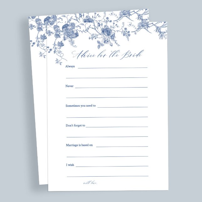 Convite Blue Floral Advice for the Bride Cards (Criador carregado)