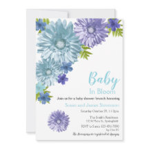 Blue Floral Baby In Bloom Brunch Chá