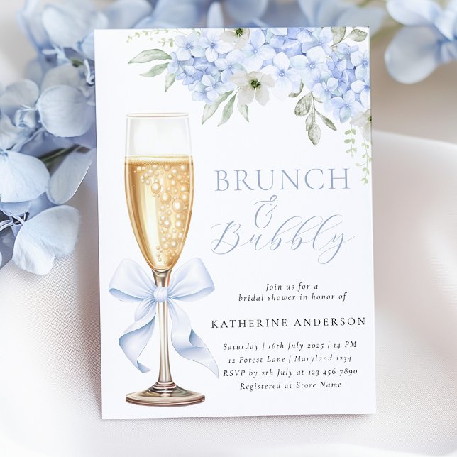 Convite Blue Floral Bridal Brunch Shower Invitation (Criador carregado)