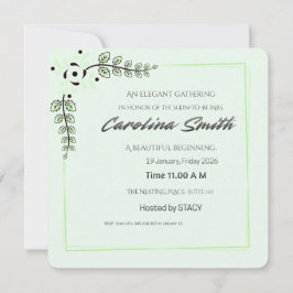 Convite Blue Floral Bridal Shower Invitation | Editable Sp