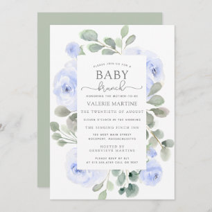 Convite Blue Floral Eucalyptus Baby Brunation