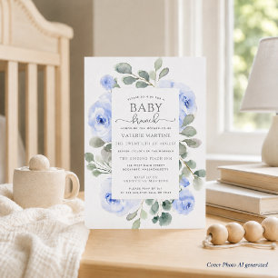 Convite Blue Floral Eucalyptus Baby Brunation