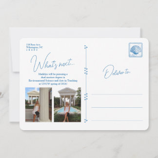 Convite Blue Floral Frame Coastal Graduation Announcement