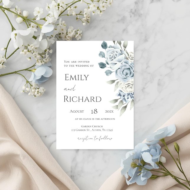 Convite Blue Floral Wedding  (Criador carregado)