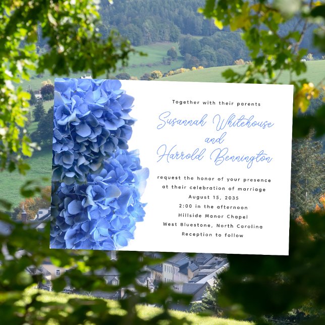 Convite Blue Floral Wedding Invitations (Criador carregado)