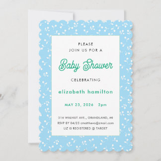 Convite Blue Flowers Baby Shower Invitation