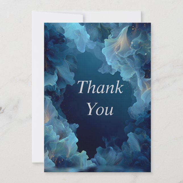 Convite Blue Flowing Abstract Thank You Card (Frente)