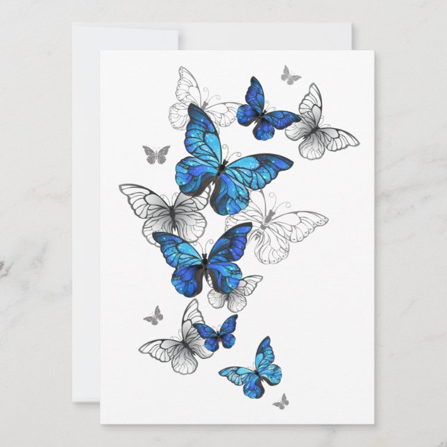 Convite Blue Flying Butterflies Morpho (Frente)