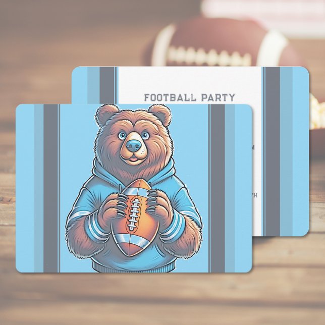 Convite Blue Futebol Party (Blue Football Party Invitation (front and back))