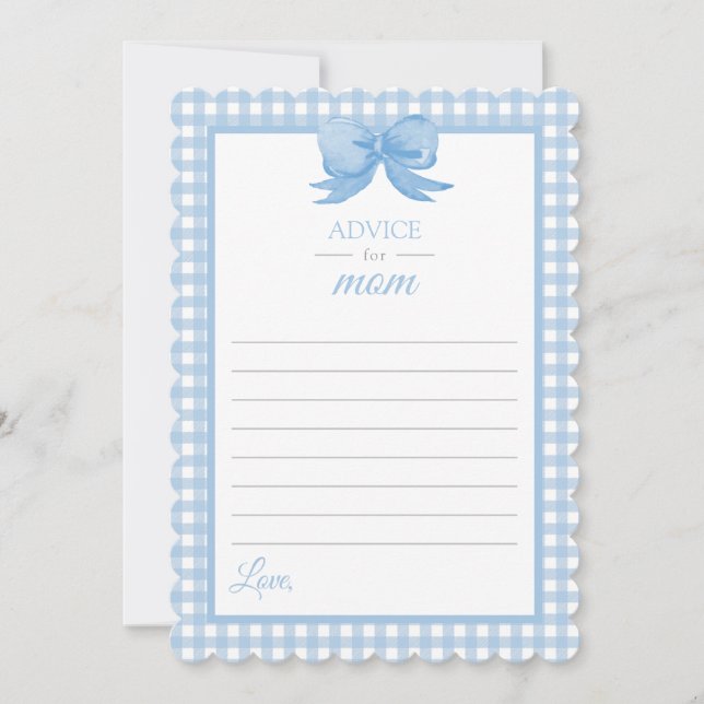 Convite Blue Gingham Advice para o Papel de carta de Chá d (Frente)