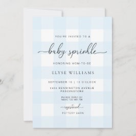 Convite Blue Gingham Baby Sprinkle