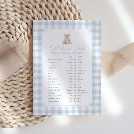 Convite Blue Gingham Bear Baby Shower Old Wives Tales