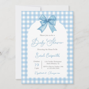 Convite Blue Gingham e Arco Chá de fraldas Boy