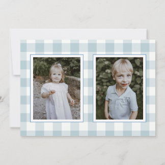Convite Blue Gingham Plaid Holiday Card